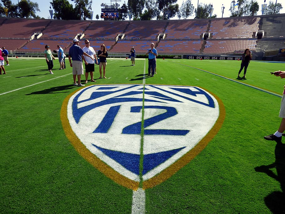 The PAC12 Logo On The Field Of The Rose Bowl. Photo Credit: PXFuel