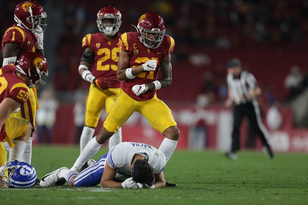USC Trojans Safety Isaiah Pola-Mao Against BYU. Photo Credit: John McGillen | USC Athletics