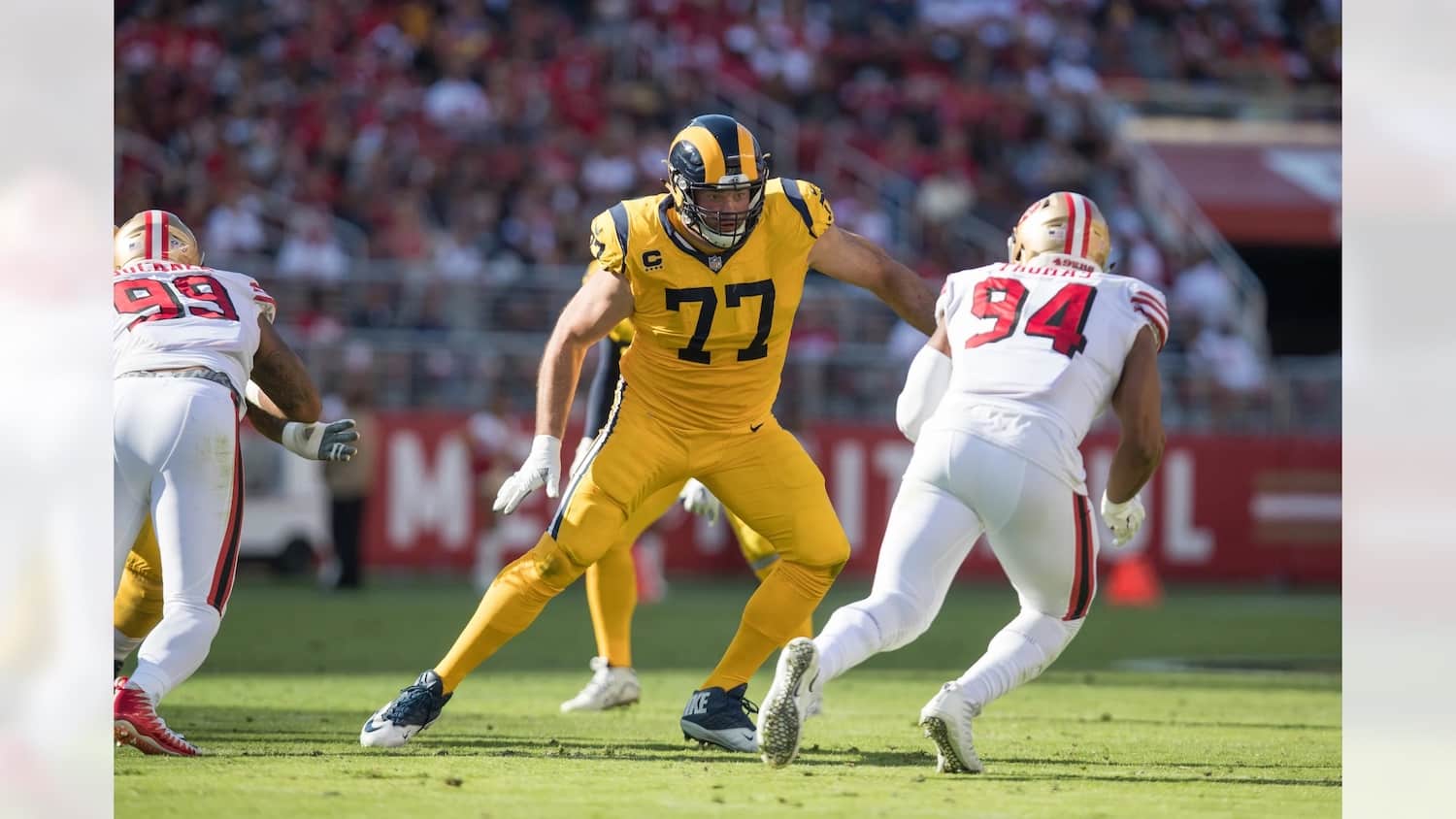 Los Angeles Rams Tackle Andrew Whitworth Playing Against The San Francisco 49ers. Photo Credit: Jeff Lewis | LA Rams