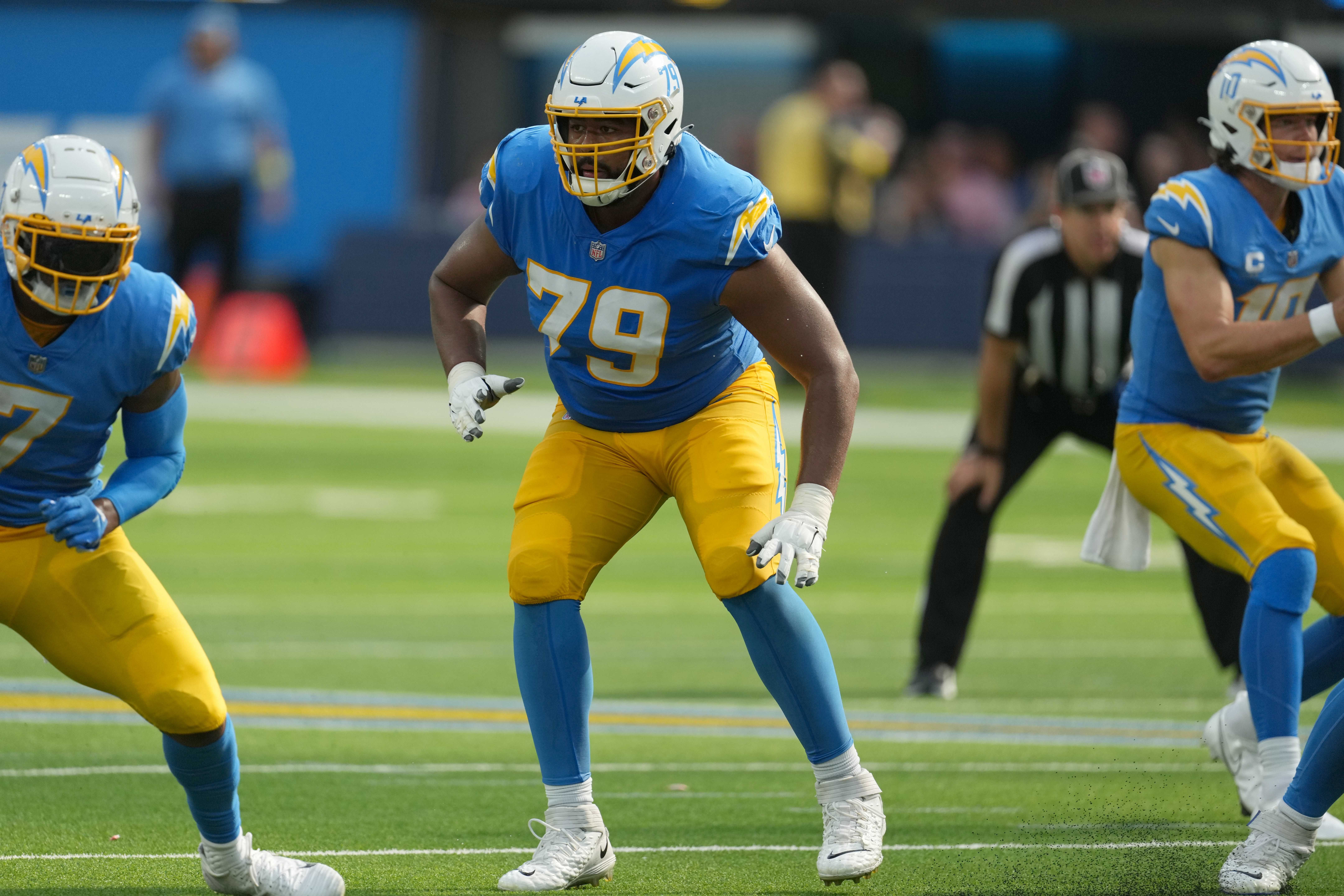 Chargers Head Coach Jim Harbaugh Confirms 5-Best Offensive Linemen, "On Track to be Top Tier OL In NFL" 4 NFL: Las Vegas Raiders at Los Angeles Chargers