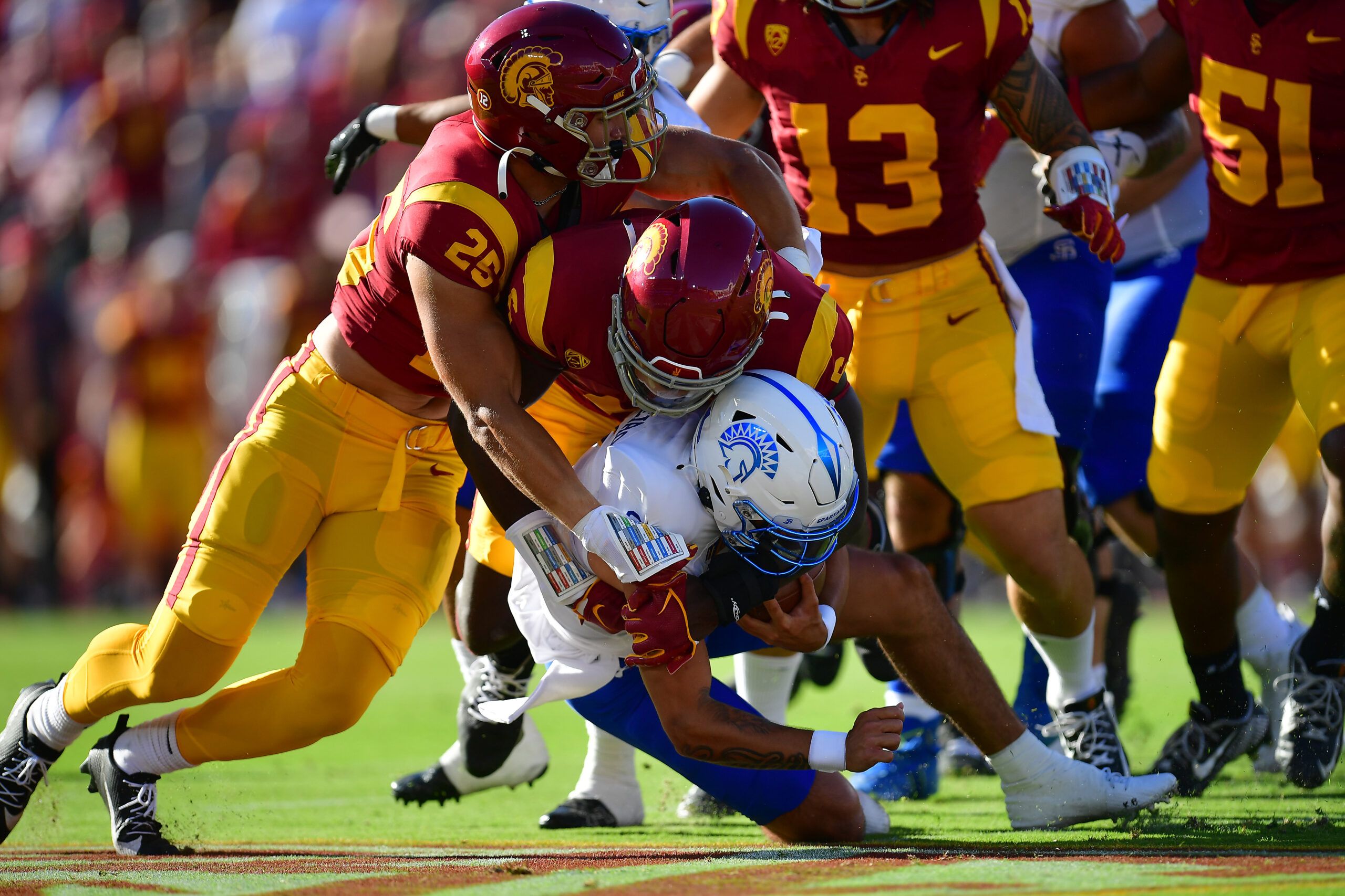 USC Trojans-LSU Tigers Comes Down To 1 Epic Matchup 3 NCAA Football: San Jose State at Southern California