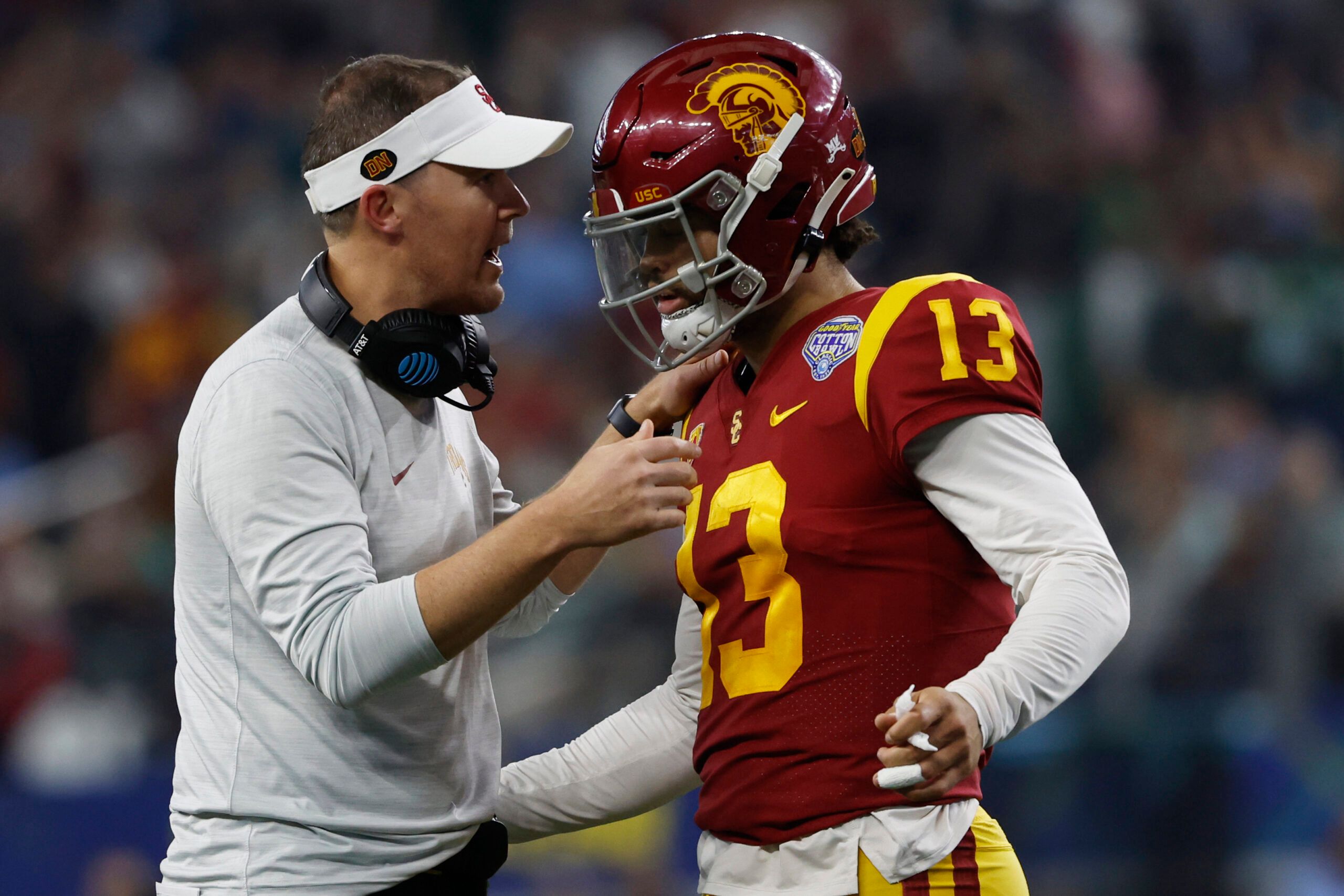NCAA Football: Cotton Bowl-Tulane at Southern California | Lincoln Riley And QB Caleb Williams
