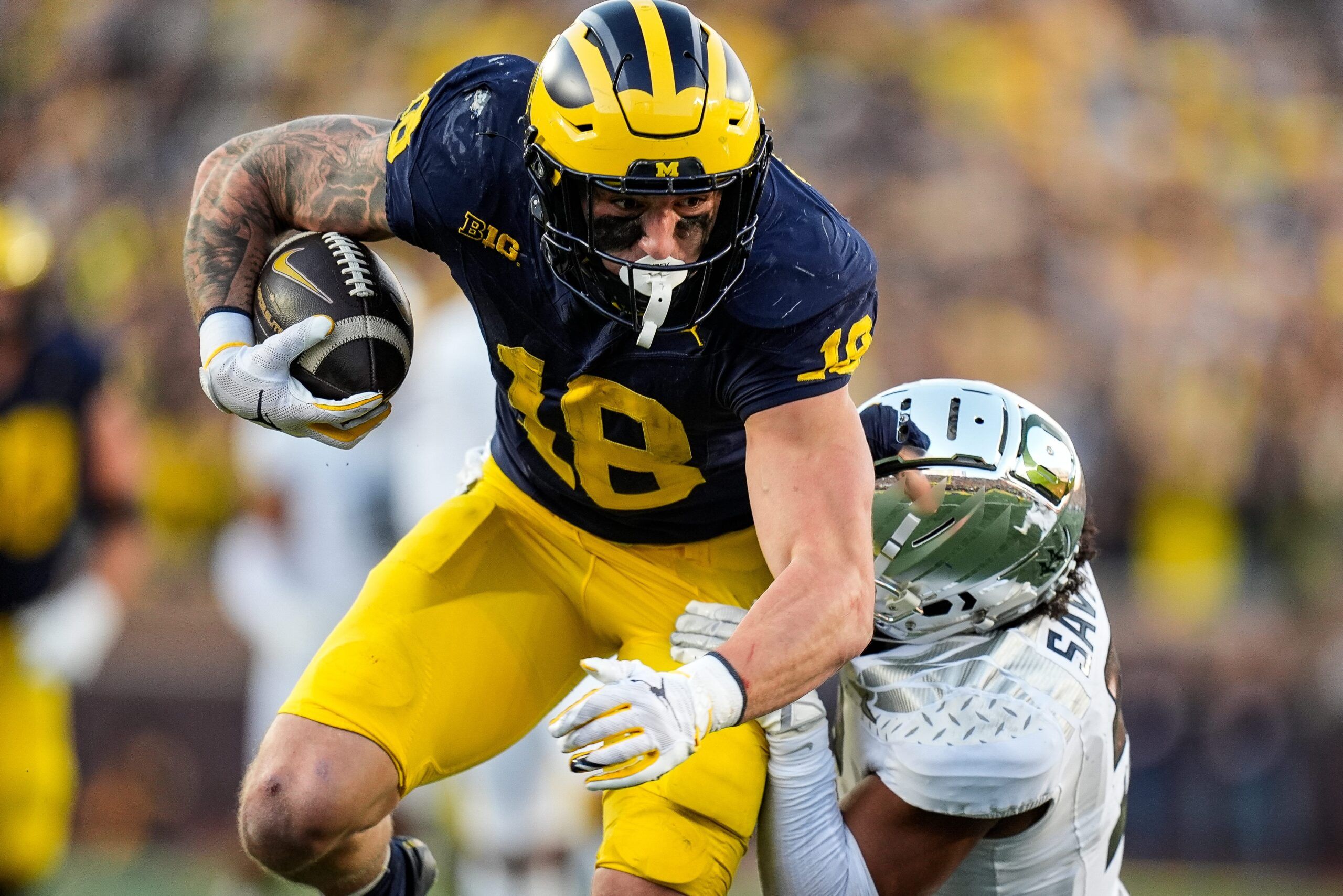 Syndication: Detroit Free Press Jim Harbaugh Recruit Colston Loveland
