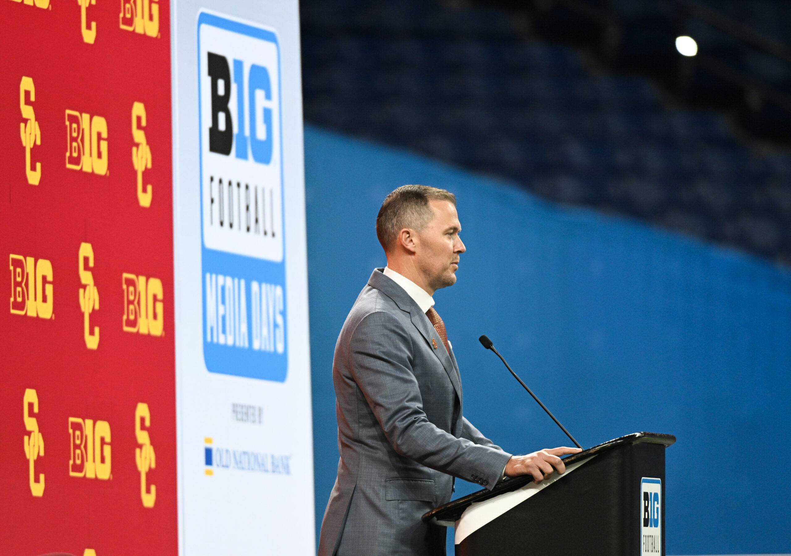 NCAA Football: Big Ten Football Media Days | USC Trojans Head Coach Lincoln Riley