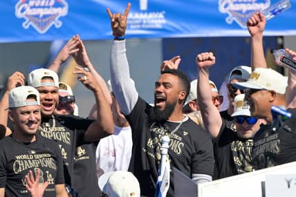 Teoscar Hernández Turned Down Offer From NL Rival To Return To Los Angeles Dodgers 5 MLB: Los Angeles Dodgers-Championship Celebration | Teoscar Hernández
