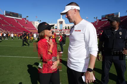 NCAA Football: Wisconsin at Southern California | Carol Folt And Lincoln Riley