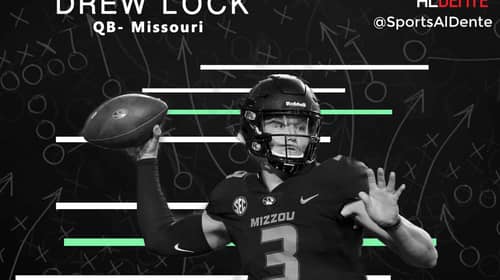 Drew Lock NFL Draft Profile. Photo Credit: USA Today Sports / Sports Al Dente Illustration