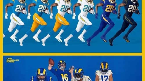 Comparing The Rams And Chargers Uniforms 12 Rams And Chargers Uniforms. Photo Credit: Los Angeles Rams And Los Angeles Chargers