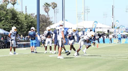 Tyrod Taylor Hands The Ball Off In Chargers Training Camp. Photo Credit: Ryan Dyrud | LAFB Network
