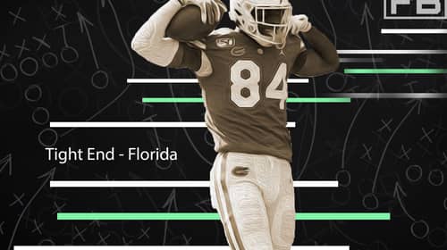 All-32 Team NFL Mock Draft 2.0 6 Florida Tight End Kyle Pitts. Photo Credit: Oil Klement | USA Today Sports | LAFB Network Graphic.
