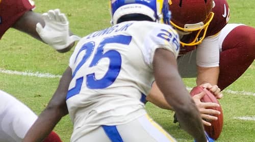 www.allproreels@gmail.com -- from the Washington Football Team vs. Los Angeles Rams at FedEx Field in Landover, Maryland. October 11, 2020 (All-Pro Reels Photography)