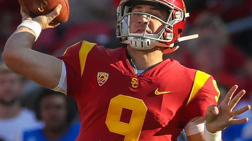 Kedon Slovis Is A Top 3 QB Heading Into 2022 NFL Draft 9 USC Trojans quarterback Kedon Slovis (9) passes to USC Trojans wide receiver Drake London (15) for a 32-yard touchdown pass in the third quarter; UCLA at USC. November 23, 2019, Los Angeles, CA. Photo Credit: Steve Cheng | Bruin Report | Creative Commons License