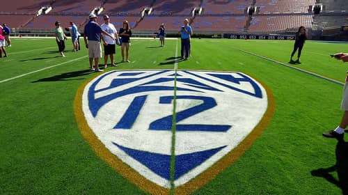 The PAC12 Logo On The Field Of The Rose Bowl. Photo Credit: PXFuel