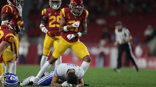 USC Trojans Safety Isaiah Pola-Mao Against BYU. Photo Credit: John McGillen | USC Athletics