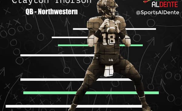 Clayton Thorson NFL Draft Profile 2 Clayton Thorson NFL Draft Profile | Photo Credit: Vincent Carchietta | USA Today Sports | Sports Al Dente Illustration