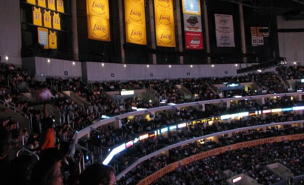 With The 4th Pick In The 2019 NBA Draft, The Lakers Select...Anthony Davis? 2 Los Angeles Lakers Banners At Staples Center. Photo Credit: Radhika Bhagwat | Under Creative Commons License