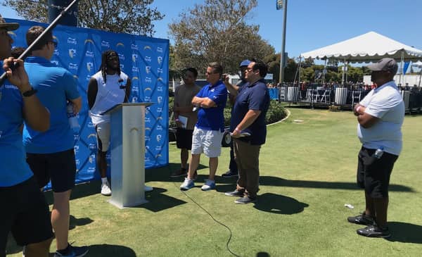 Los Angeles Chargers Media At 2019 Training Camp Interviewing Mike Williams. Photo Credit: Ryan Dyrud | The LAFB Network