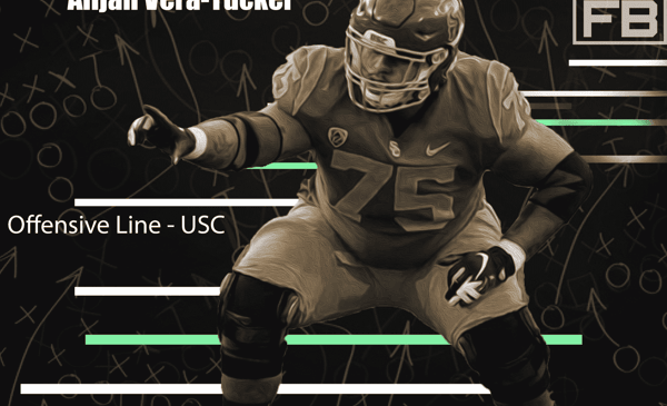 Alijah Vera-Tucker NFL Draft Profile 2 USC Offensive Lineman Alijah Vera-Tucker. LAFB Network Graphic