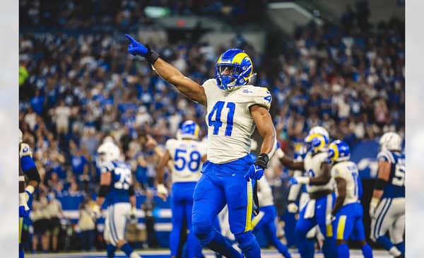 Los Angeles Rams Defeat The Colts, 27-24. Immediate Reaction 2 Los Angeles Rams Linebacker Kenny Young. Photo Credit: Brevin Townsell | LA Rams