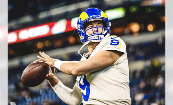 Los Angeles Rams Quarterback Matthew Stafford Pregame At Lucas Oil Stadium. Photo Credit: Xavier Daniels | LA Rams | Los Angeles Rams