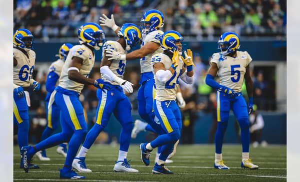 The Los Angeles Rams Defense Takes The Field Against The Seattle Seahawks. Photo Credit: Brevin Townsell | LA Rams