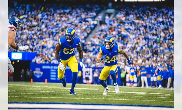 Terrell Lewis And Taylor Rapp During The Los Angeles Rams Matchup With The New York Giants. Photo Credit: Brevin Townsell | LA Rams