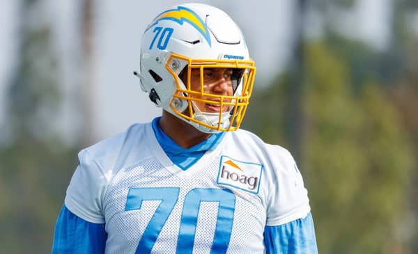 Los Angeles Chargers Left Tackle Rashawn Slater. Photo Credit: Ty Nowell | LA Chargers