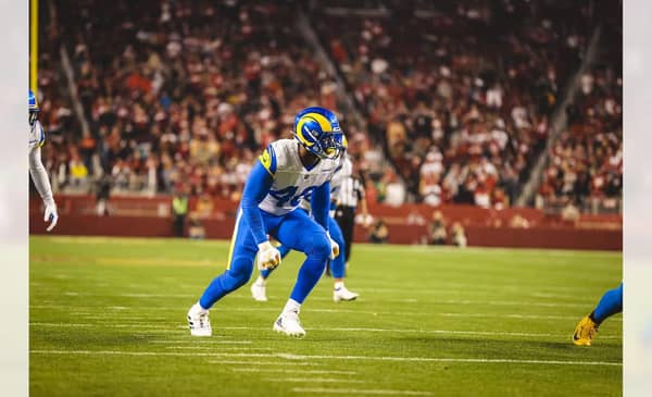Los Angeles Rams Linebacker Von Miller Faces Off Against The San Francisco 49ers. Photo Credit: Brevin Townsell | LA Rams