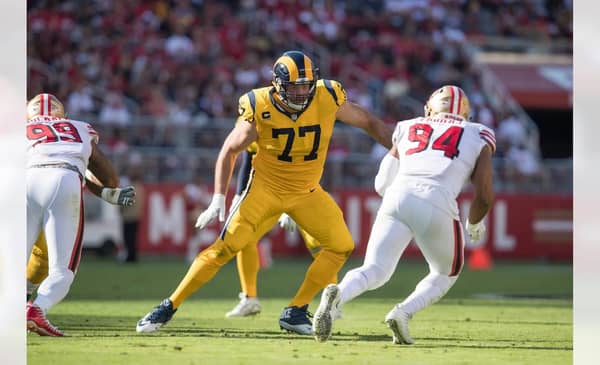 Los Angeles Rams Tackle Andrew Whitworth Playing Against The San Francisco 49ers. Photo Credit: Jeff Lewis | LA Rams