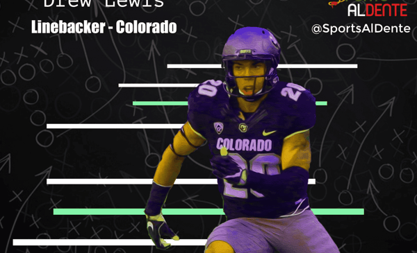 Drew Lewis NFL Draft Profile. Photo Credit: CUbuffs.com / Sports Al Dente Illustration