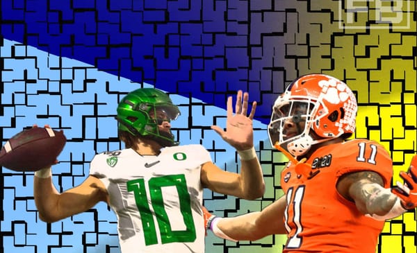 An LAFB Network Graphic. Photo Credit: Justin Herbert - Mark J. Rebilas - USA Today Sports | Isaiah Simmons - USA Today Sports