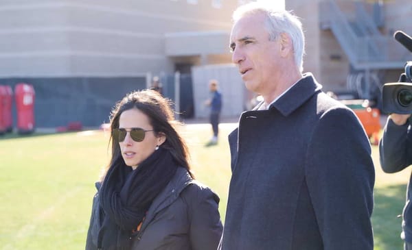 Los Angeles Wildcats President Heather Brooks Karatz with XFL Commissioner Oliver Luck. Photo Credit: XFL Wildcats B-Roll