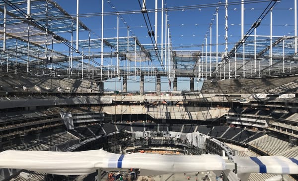Inside Of SoFi Stadium During Construction. Photo Credit: Ryan Dyrud | The LAFB Network