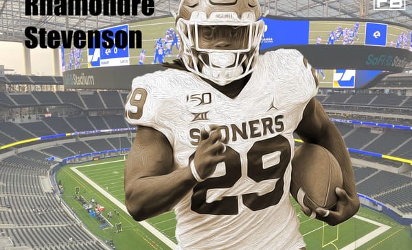 Oklahoma Running Back Rhamondre Stevenson. LAFB Network Graphic.