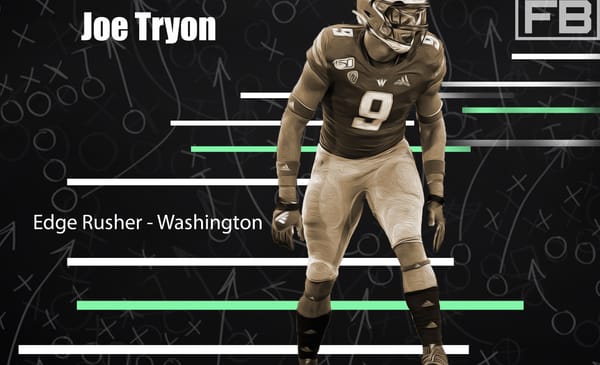 Washington Edge Rusher Joe Tryon. Photo Credit: Alika Jenner | Getty Images | LAFB Network Graphic