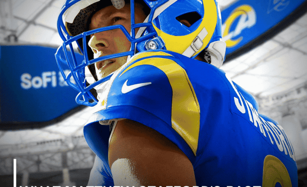 Los Angeles Rams QB Matthew Stafford. Jersey Swap By @McManusDesign on Instagram. An LAFB Network Graphic