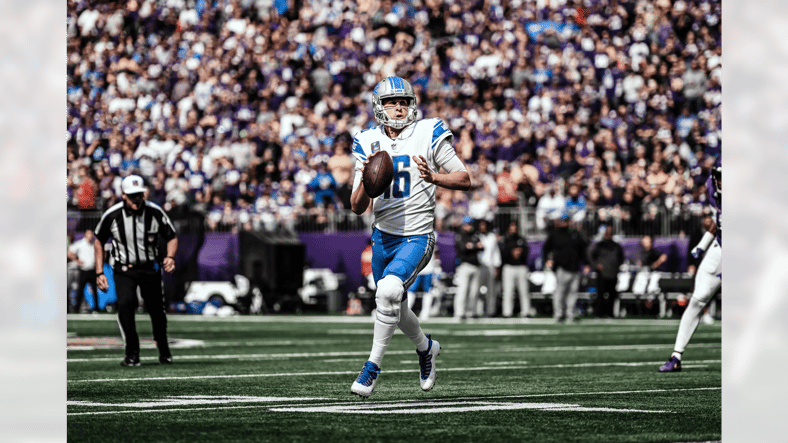 Fantasy Football Week 4 DFS Optimal Lineup 2 Jared Goff is a steal for Daily Fantasy Football Players Photo Credit: Jeff Nguyen | Detroit Lions