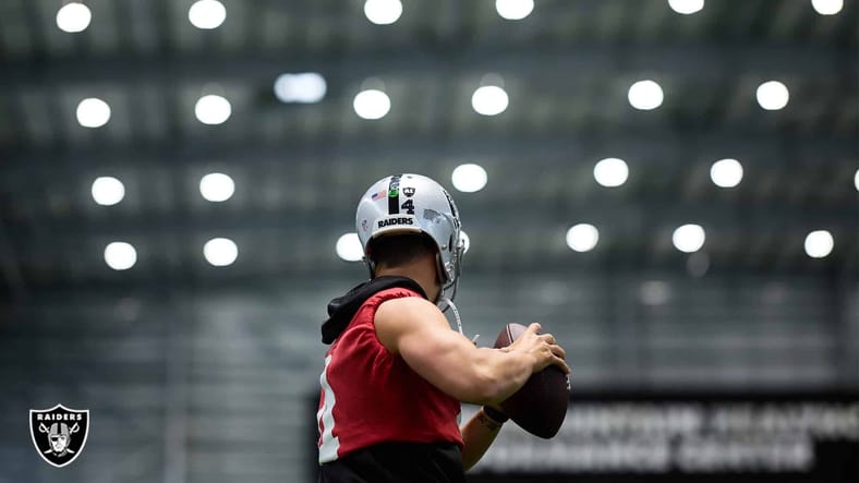 Las Vegas Raiders Quarterback Derek Carr. Photo Credit: Michael Clemens | Las Vegas Raiders