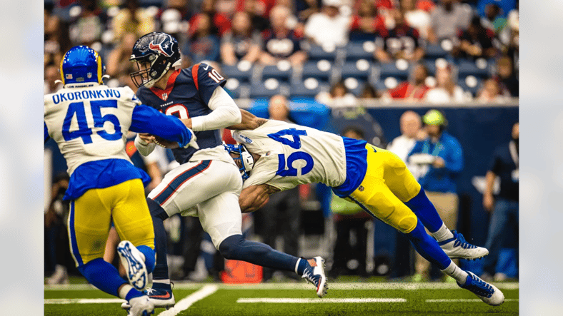Rams Edge Rusher Leonard Floyd Reaches For a Sack Photo Credit: Brevin Townsell | LA Rams