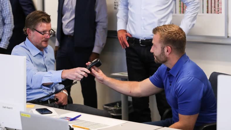 Les Snead and Sean McVay make the Rams draft picks Photo Credit: Will Navarro | Rams |