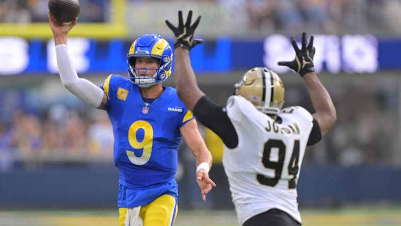 Rams’ Matthew Stafford Gets Tom Brady Comp For Insane Pressure Stat 10 NFL: New Orleans Saints at Los Angeles Rams