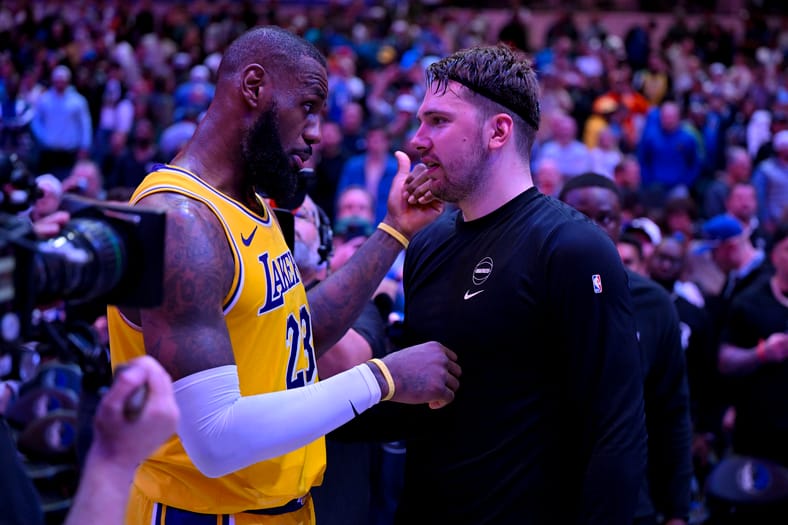 NBA: Los Angeles Lakers at Dallas Mavericks, Luka Doncic, LeBron James
