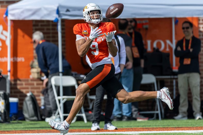 NCAA Football: Senior Bowl Los Angeles Rams Jayden Higgins
