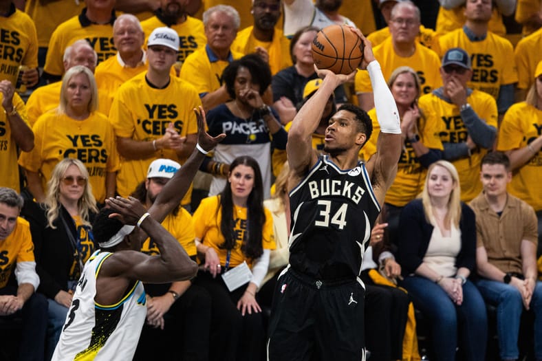 Lakers Trade Rumors Ignite After Latest Giannis Antetokounmpo Statements 5 NBA: Playoffs-Milwaukee Bucks at Indiana Pacers