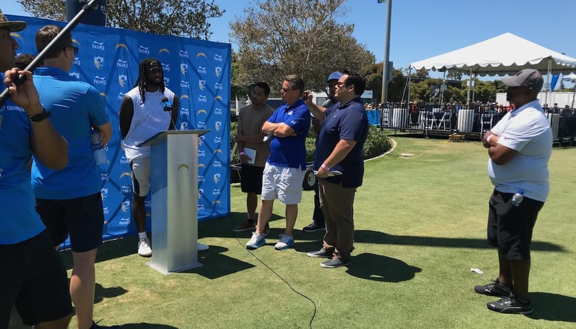 Los Angeles Chargers Media At 2019 Training Camp Interviewing <a rel=
