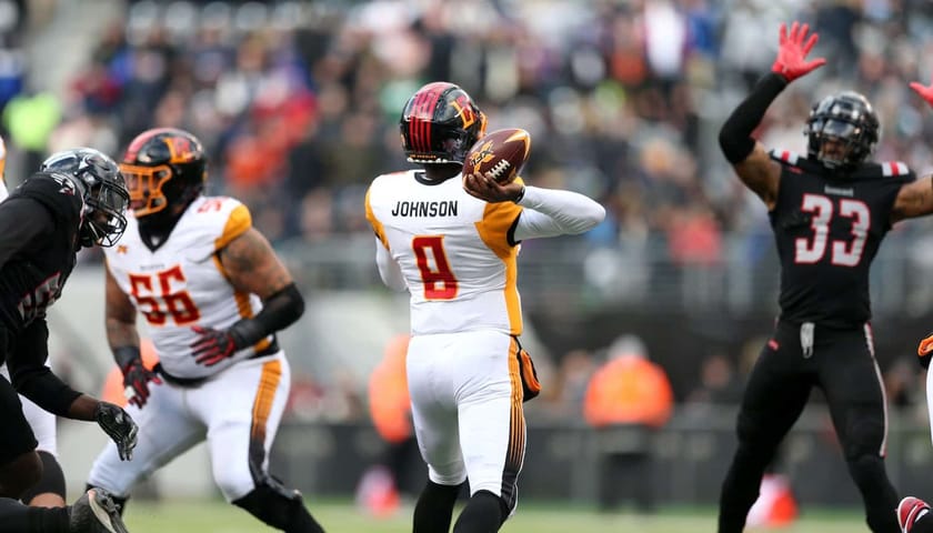 EAST RUTHERFORD, NJ - FEBRUARY 29: Josh Johnson #8 of the LA Wildcats passes the ball during the XFL game against the New York Guardians at MetLife Stadium on February 29, 2020 in East Rutherford, New Jersey. (Photo by Rob Tringali/XFL via Getty Images)