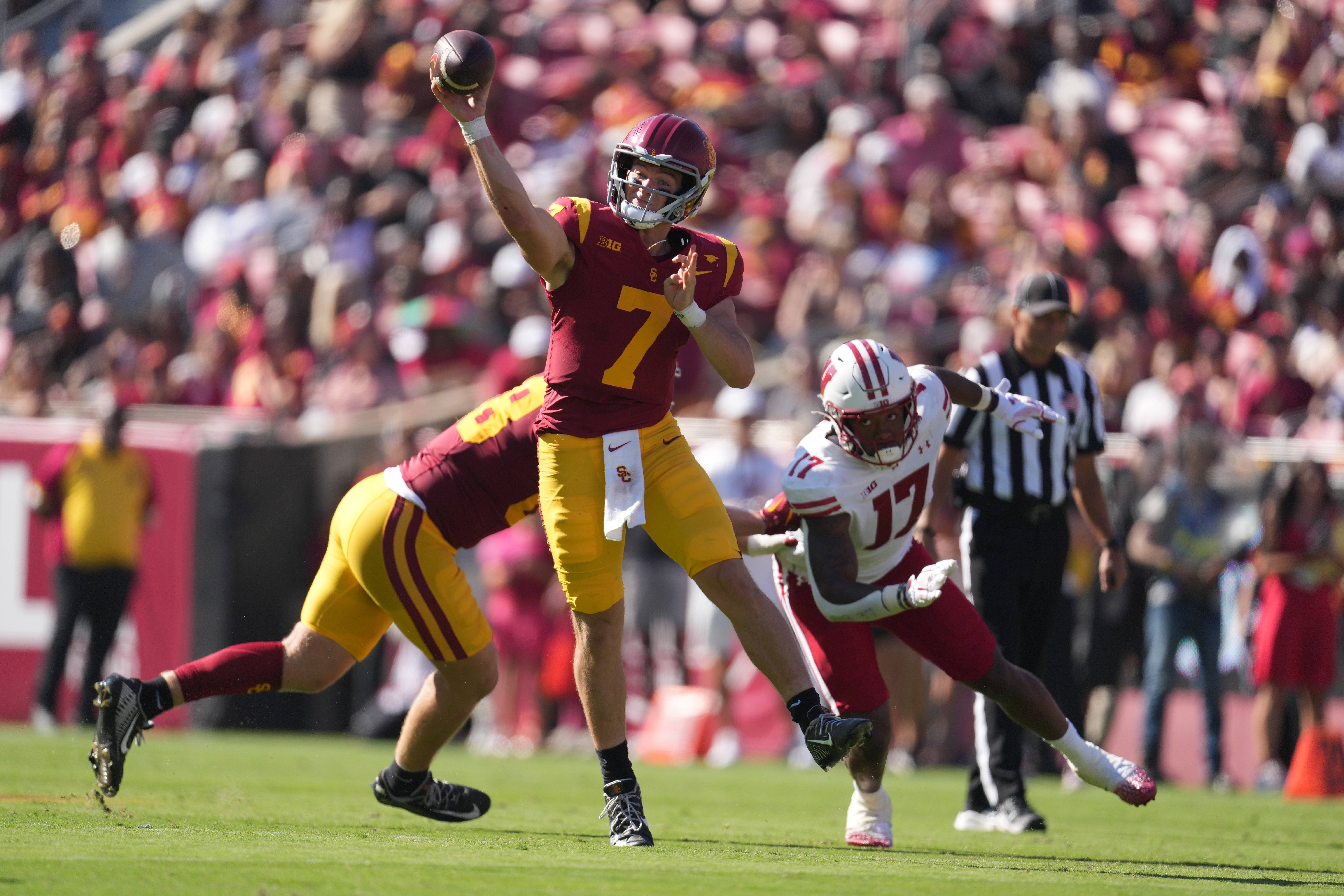 NFL Draft Analyst Surprisingly Low On USC Trojans QB Miller Moss 6 NCAA Football: Wisconsin at Southern California | USC Trojans QB Miller Moss