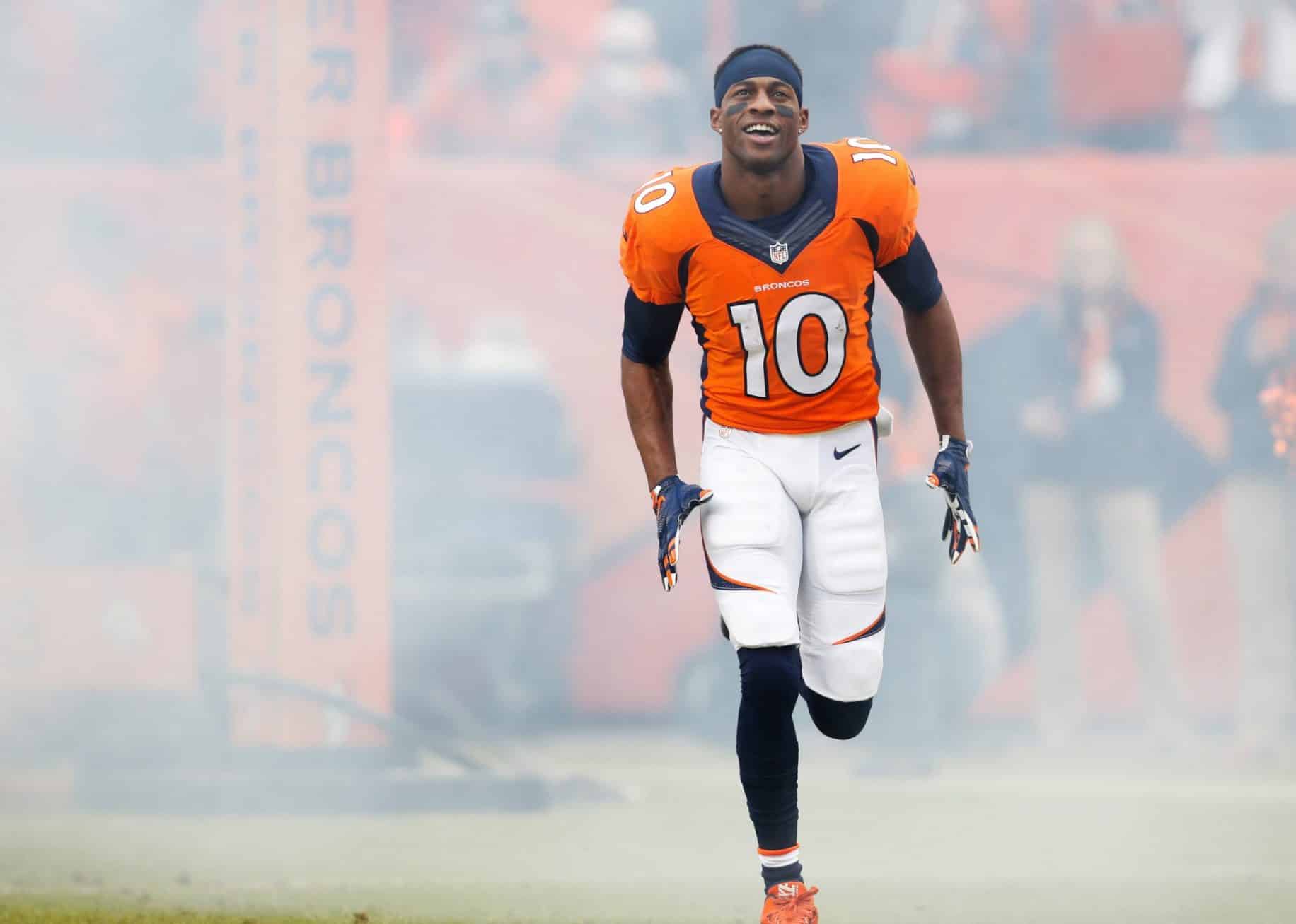 Denver Broncos Win Receiver Emmanuel Sanders. Mandatory Credit: Chris Humphreys-USA TODAY Sports