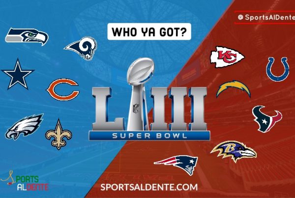AFC vs NFC Super Bowl Graphic. A Sports Al Dente Illustration via Ryan Bertrand