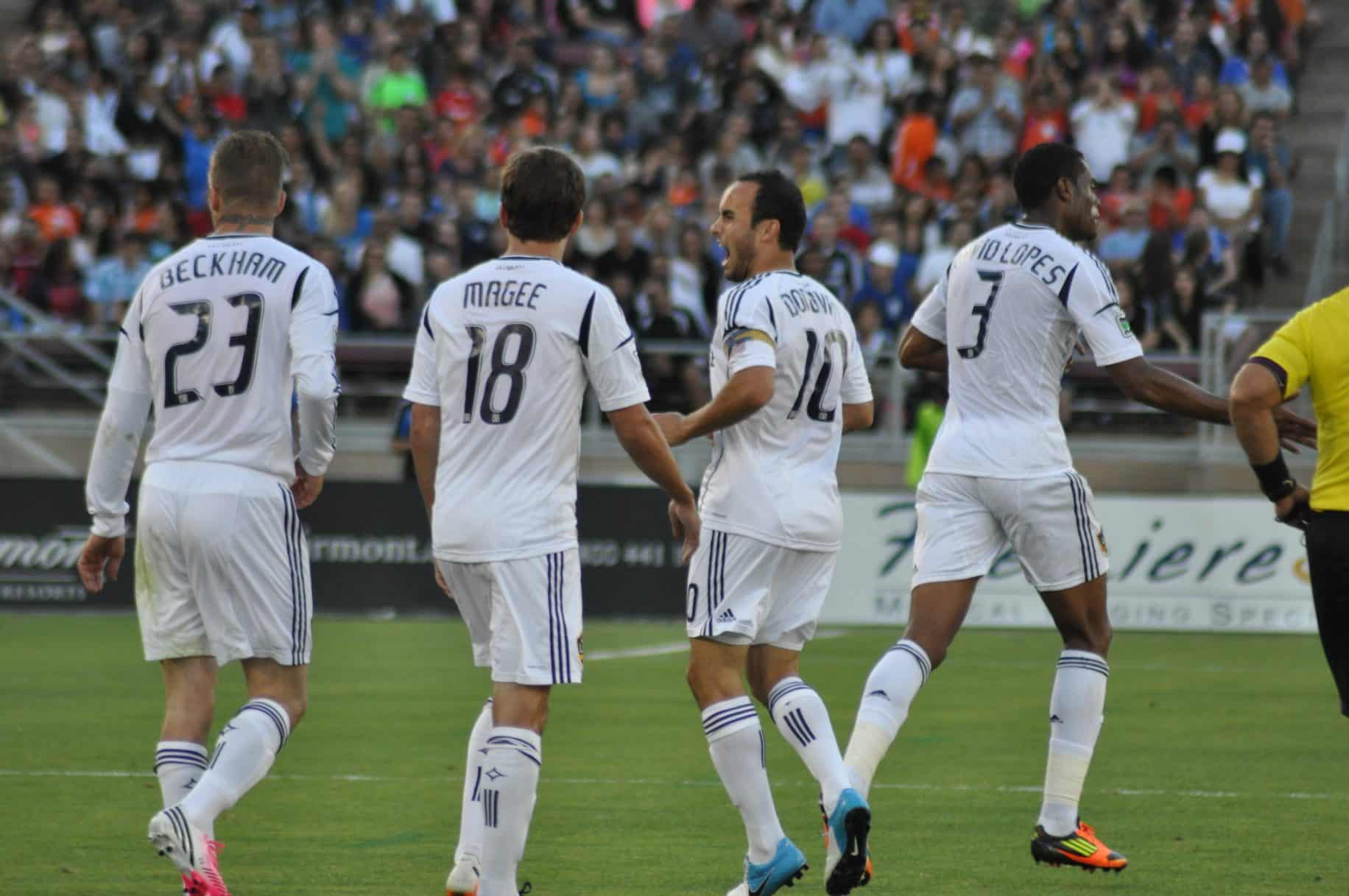 Galaxy Players Beckham, McGee, Donovan, Lopes. Photo Credit: Aaron Sholl - Under Creative Commons License